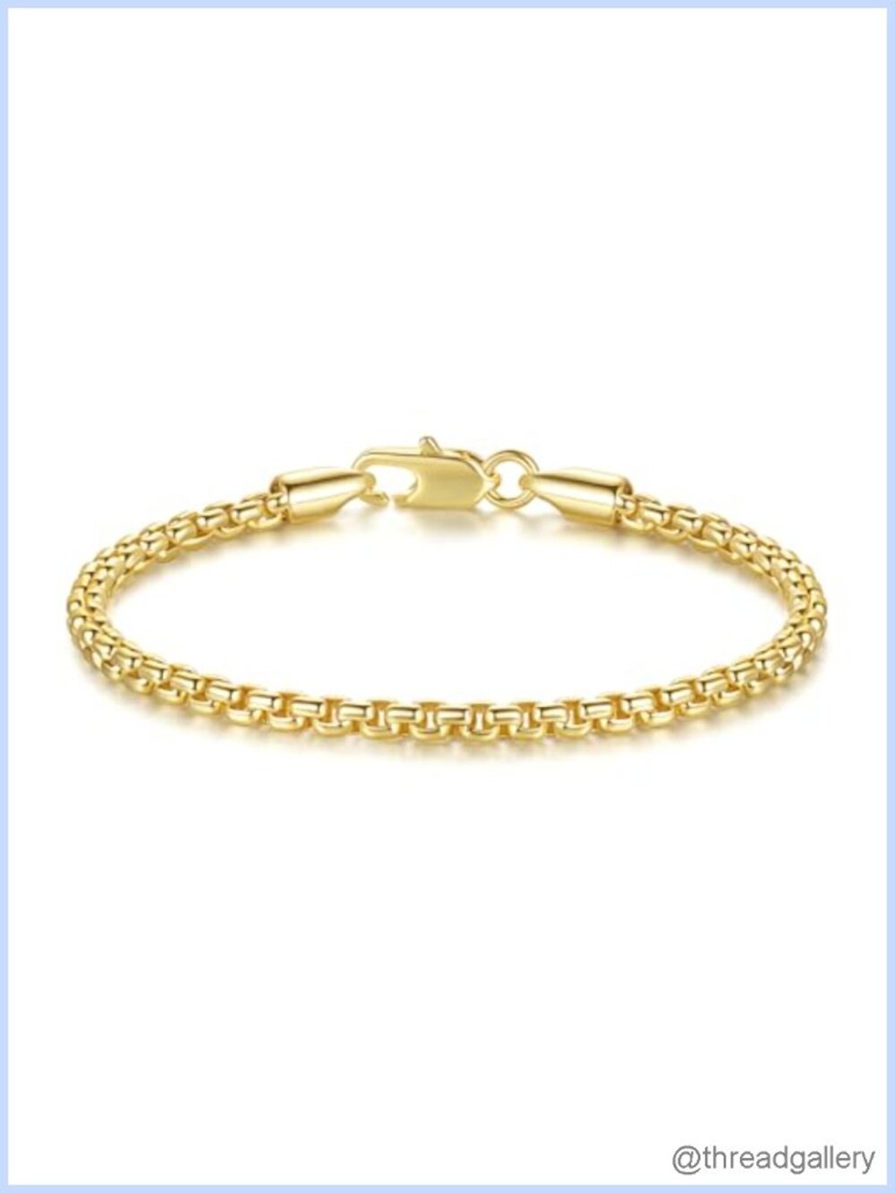 14K Gold Plated Box Chain Bracelet for Women - Hypoallergenic Fixed Length